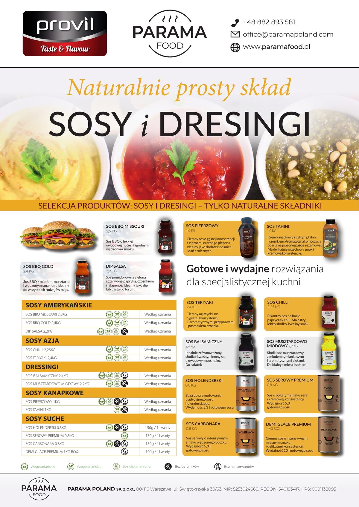 Layout Parama Poland – Sosy i dresingi: selekcja produktów o naturalnym składzie